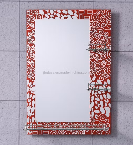 Großhandel Fabrik Home Dekoration Wand montiert Doppelschicht Kosmetik Make-up Home dekorative Kosmetikspiegel Möbel Regal Spiegel Harz Badezimmerspiegel