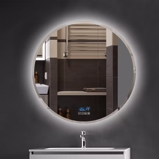 Wall Mounted Morrior Waterproof Frameless Round Shape Touch Mirror Illuminated Dimming LED Bathroom Vanity Mirrors