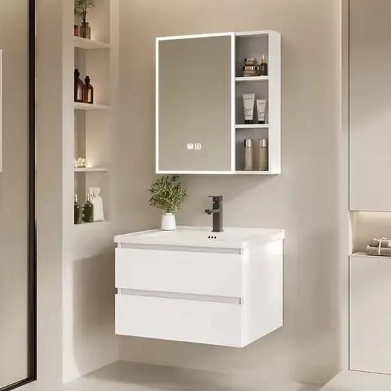 Customized Watermark 304 316 Stainless Steel Standing Modern White Bathroom Laundry Double Sink Cabinet