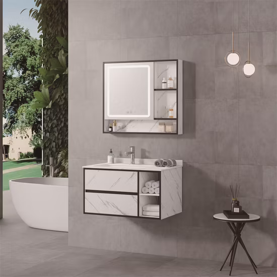 Edelstahl-Spiegelschrank für PVC-Badezimmerschrank